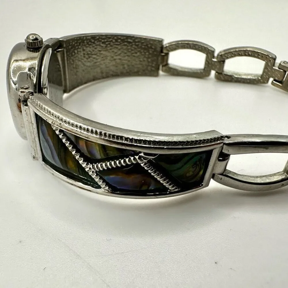 Wincci abalone silver tone watch